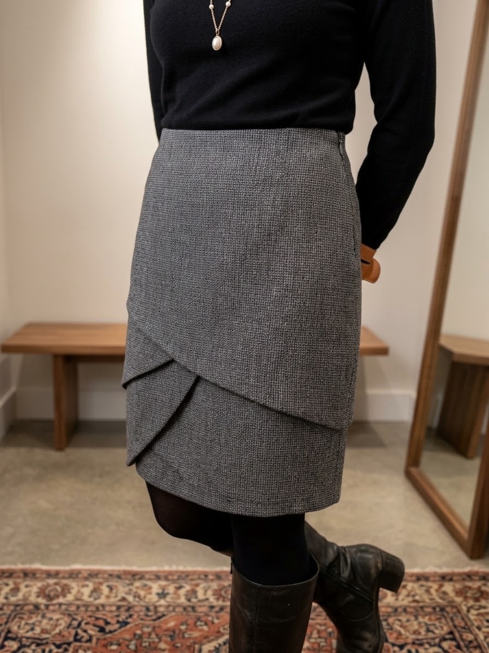 The Limited Gray Textured Layered Pencil Skirt
